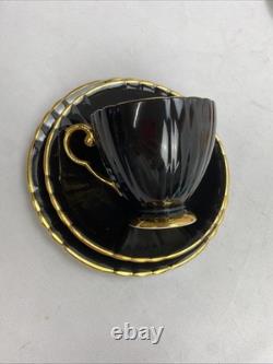 Vintage Edwardian Bone China 22 kt Gold Harlequin Trios Plus Spares bundle