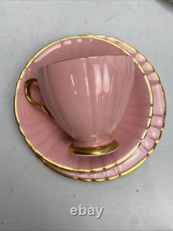 Vintage Edwardian Bone China 22 kt Gold Harlequin Trios Plus Spares bundle