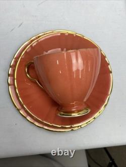 Vintage Edwardian Bone China 22 kt Gold Harlequin Trios Plus Spares bundle