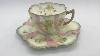 Vintage English Pink And Cream Candy Stripe Shell Tea Cup And Saucer