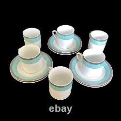 Vintage Espresso 24 CT Gold Coffee Cups Saucers 6 Sets Turquoise 3 Oz