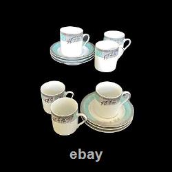 Vintage Espresso 24 CT Gold Coffee Cups Saucers 6 Sets Turquoise 3 Oz