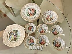 Vintage Fine Bone China Imperial 22kt Gold Tea Set Cups & Saucers Dessert plates