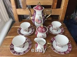 Vintage Fine China Japan Red, White & Gold Tea Set