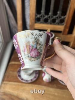 Vintage Fine China Japan Red, White & Gold Tea Set