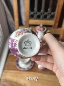 Vintage Fine China Japan Red, White & Gold Tea Set