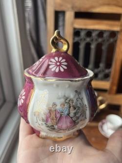 Vintage Fine China Japan Red, White & Gold Tea Set