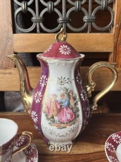 Vintage Fine China Japan Red, White & Gold Tea Set