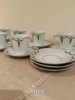 Vintage Fürstenberg Porcelain Tea Cup & Saucer Set Elegant Green & Gold Design