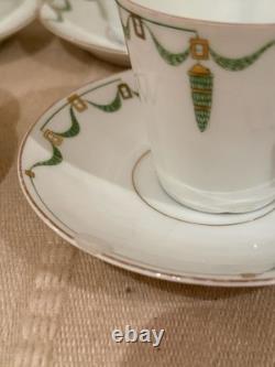 Vintage Fürstenberg Porcelain Tea Cup & Saucer Set Elegant Green & Gold Design