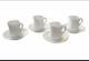 Vintage German Porcelain Demitasse Espresso Cups & Saucers Rococo Embossed Set 4