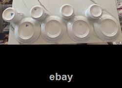 Vintage German Porcelain Demitasse Espresso Cups & Saucers Rococo Embossed Set 4