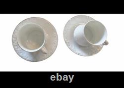 Vintage German Porcelain Demitasse Espresso Cups & Saucers Rococo Embossed Set 4