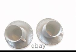 Vintage German Porcelain Demitasse Espresso Cups & Saucers Rococo Embossed Set 4