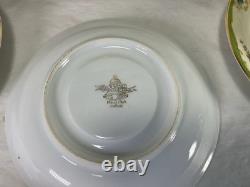 Vintage Gold Coast China Medina Pattern Footed Cups Saucers Set of 6 Green Gold