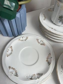 Vintage Gold Gilt Floral Fine China Teacup & Saucer Set x6 (12 Pieces)