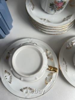 Vintage Gold Gilt Floral Fine China Teacup & Saucer Set x6 (12 Pieces)