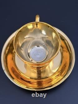 Vintage Gold Porcelain Tea Set Musical Teapot Cups Saucers 17 Pc Set