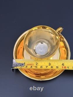 Vintage Gold Porcelain Tea Set Musical Teapot Cups Saucers 17 Pc Set