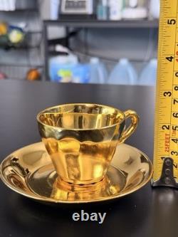 Vintage Gold Porcelain Tea Set Musical Teapot Cups Saucers 17 Pc Set