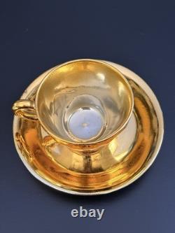 Vintage Gold Porcelain Tea Set Musical Teapot Cups Saucers 17 Pc Set