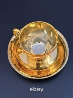 Vintage Gold Porcelain Tea Set Musical Teapot Cups Saucers 17 Pc Set
