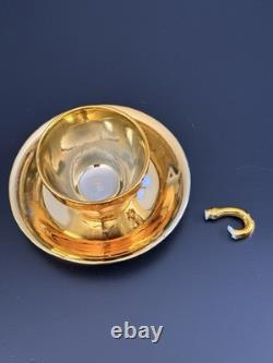 Vintage Gold Porcelain Tea Set Musical Teapot Cups Saucers 17 Pc Set