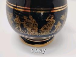 Vintage Greek black and 24k gold demitasse coffee set