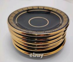 Vintage Greek black and 24k gold demitasse coffee set