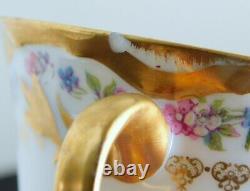 Vintage Haviland Limoges Chocolate Cup Saucer Pink/Blue Flowers Double Gold