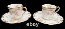Vintage Haviland Limoges France Demitasse Set 8 Cups & Saucers Pink Rose