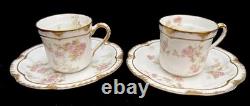 Vintage Haviland Limoges France Demitasse Set 8 Cups & Saucers Pink Rose