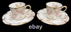 Vintage Haviland Limoges France Demitasse Set 8 Cups & Saucers Pink Rose