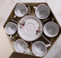 Vintage Hollohaza Hungary 4834 Demitasse Cups and Saucers set COMPLETE VGC