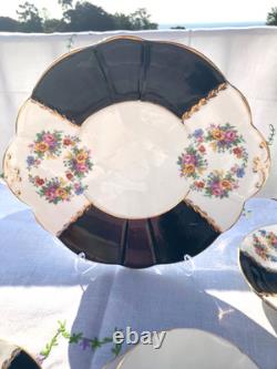 Vintage Imperial Bone China Black Gold Chintz Tea set 21 pcs gorgeous tea set