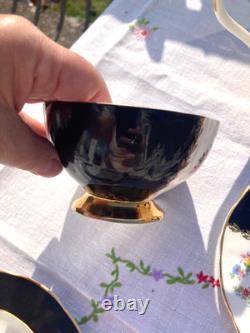 Vintage Imperial Bone China Black Gold Chintz Tea set 21 pcs gorgeous tea set