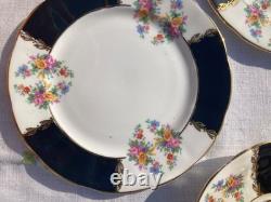 Vintage Imperial Bone China Black Gold Chintz Tea set 21 pcs gorgeous tea set