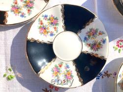 Vintage Imperial Bone China Black Gold Chintz Tea set 21 pcs gorgeous tea set