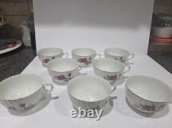 Vintage Japan Porcelain Tea Set Pink Rose Gold Trim Teapot Cups Saucers 26 Pc