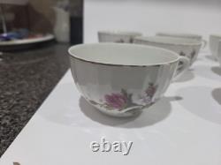 Vintage Japan Porcelain Tea Set Pink Rose Gold Trim Teapot Cups Saucers 26 Pc