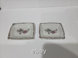 Vintage Japan Porcelain Tea Set Pink Rose Gold Trim Teapot Cups Saucers 26 Pc