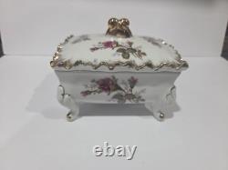 Vintage Japan Porcelain Tea Set Pink Rose Gold Trim Teapot Cups Saucers 26 Pc