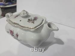 Vintage Japan Porcelain Tea Set Pink Rose Gold Trim Teapot Cups Saucers 26 Pc