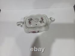 Vintage Japan Porcelain Tea Set Pink Rose Gold Trim Teapot Cups Saucers 26 Pc