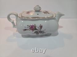 Vintage Japan Porcelain Tea Set Pink Rose Gold Trim Teapot Cups Saucers 26 Pc