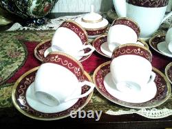 Vintage Khala Germany Coffe /tea Set Burgundy And Gold Fine Bone China Porcelan