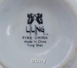 Vintage Liling Yung Shen RARE Fine China with gold trim. Set of 6 Cups & Saucers