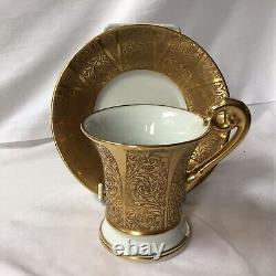Vintage Limoges Chateau De Cruou Porcelain D'Art Toulouse Gold Cup & Saucer