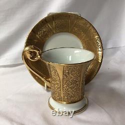 Vintage Limoges Chateau De Cruou Porcelain D'Art Toulouse Gold Cup & Saucer