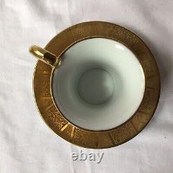 Vintage Limoges Chateau De Cruou Porcelain D'Art Toulouse Gold Cup & Saucer